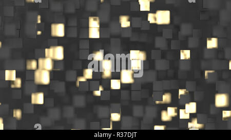 Abstrakte lux Hintergrund mit Schwarz und Gold 3d-Quadrate. 3D-Render Abbildung Stockfoto