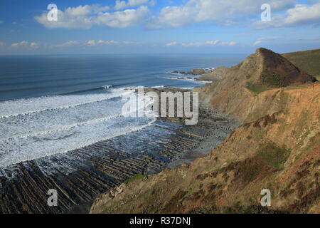 St Catherine's Tor/Speke Mühle Mund Beach, North Devon, England Stockfoto