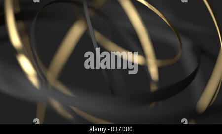 Abstrakte dynamischen Hintergrund. 3D Gold und Schwarz motion Ringe. 3D-Render Abbildung Stockfoto