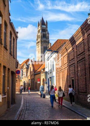 Blick auf St. Salvator Kathedrale von oostmeers - Brügge, Belgien Stockfoto