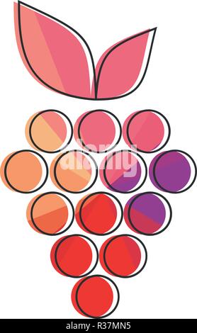 Symbol oder die Abbildung einer Weintraube in den Farben der verschiedenen Weine, die in der flachen Design Stil Stock Vektor