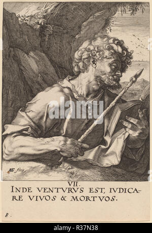 Saint Thomas. Vom: Vermutlich 1589. Medium: Gravur. Museum: Nationalgalerie, Washington DC. Autor: Hendrik Goltzius. Stockfoto