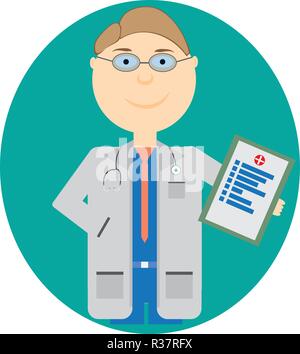 Arzt Cartoon Character Vector Illustration Design. Stock Vektor