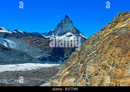 Das Matterhorn, Blick von der Gornergletscher, Zermatt, Wallis, Schweiz Stockfoto