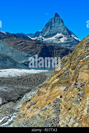 Das Matterhorn, Blick von der Gornergletscher, Zermatt, Wallis, Schweiz Stockfoto