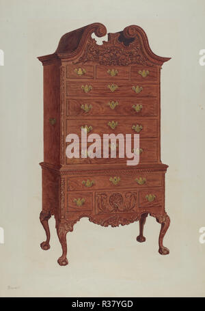 Highboy. Vom: C. 1938. Maße: gesamt: 55,6 x 40,4 cm (21 7/8 x 15 7/8 in.) Original IAD Objekt: keine gegeben. Medium: Aquarell, Buntstift, und Graphit auf Pappe. Museum: Nationalgalerie, Washington DC. Autor: Francis Borelli. Stockfoto