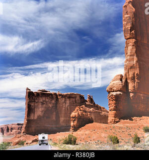 Camper auf dem Weg in den Arches National Park USA Stockfoto