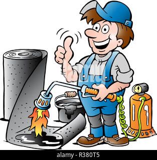 Vektor Cartoon Illustration einer Gerne Dachdecker geben Daumen hoch Stockfoto