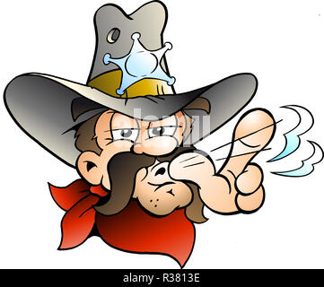 Cartoon Vector Illustration eines Cowboy Sheriff Stockfoto