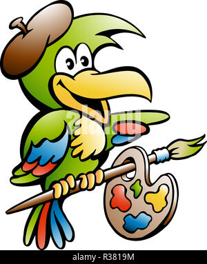 Cartoon Vector Illustration einer Parrot Maler Künstler Stockfoto