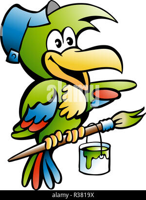 Cartoon Vector Illustration einer Parrot Maler Heimwerker Arbeitnehmer Stockfoto