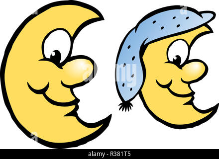 Vektor Cartoon Illustration eines glücklichen Yellow Moon Stockfoto