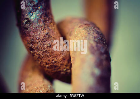alte rostige Kette Link Makro Stockfoto