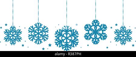 Weihnachtsschmuck oder dekorative Schneeflocken hängen. Vector Illustration Stock Vektor