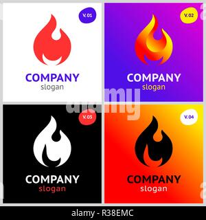 Feuer flammen, neue farbige auf Farbübergang eingestellt Stock Vektor