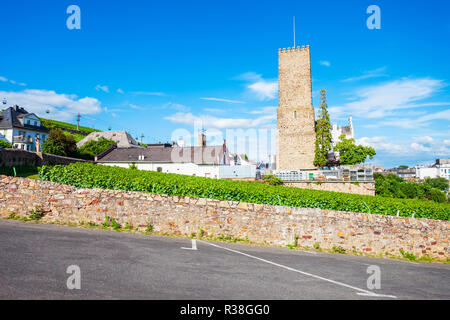 Weinkeller und Weinberge in Rüdesheim am Rhein, Stadt am Rhein, Deutschland Stockfoto