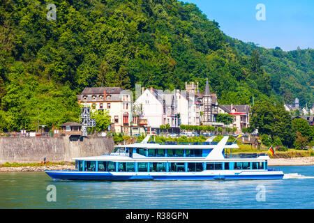 Sankt Goar ist eine Stadt am Westufer des Mittelrhein in Deutschland Stockfoto