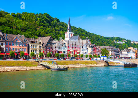 Sankt Goar ist eine Stadt am Westufer des Mittelrhein in Deutschland Stockfoto