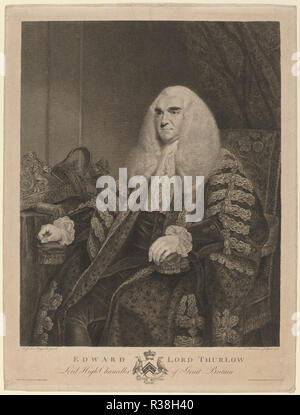 Edward, Lord Thurlow. Stand: 1782. Medium: Walze Gravur. Museum: Nationalgalerie, Washington DC. Autor: Francesco Bartolozzi nach Sir Joshua Reynolds. Stockfoto