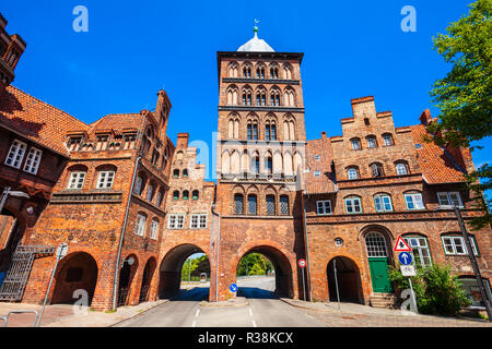 Das Burgtor oder Burg Tor ist eine gotische Tor der Stadt Lübeck Stadt in Deutschland Stockfoto