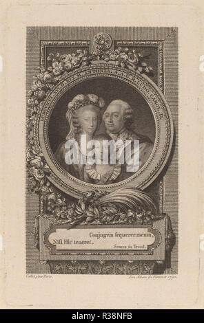 Louis XVI, Marie-Antoinette, und Louis-Charles. Stand: 1793. Abmessungen: Platte: 17,1 x 11,1 cm (6 3/4 x 4 3/8 in.) Blatt: 24,3 x 17,6 cm (9 9/16 x 6 15/16 in.). Medium: Gravur auf Bütten. Museum: Nationalgalerie, Washington DC. Autor: Jakob Adam nach Antoine-François Callet. Stockfoto