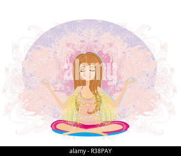 Yoga Mädchen in Lotus Position Stockfoto