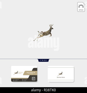 Rotwild Low Poly Konzept logo template Vector Illustration, befreien Sie Ihre business card Design Template Stockfoto
