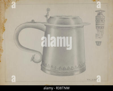 Silber Tankard. Vom: C. 1936. Maße: gesamt: 22,8 x 28,9 cm (9 x 11 3/8 in.) Original IAD Objekt: 7' hoch. Medium: Graphit auf Papier. Museum: Nationalgalerie, Washington DC. Autor: Karl Joubert. Stockfoto