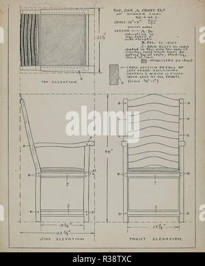 Stuhl. Stand: 1935/1942. Maße: gesamt: 28,5 x 22,9 cm (11 1/4 in. x 9 in.). Medium: Feder und Tinte und Bleistift auf Karton. Museum: Nationalgalerie, Washington DC. Autor: Francis Law Durand. Stockfoto