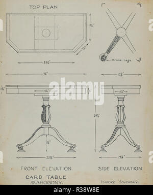 Karte Tabelle. Vom: C. 1940. Maße: gesamt: 27,2 x 22,2 cm (10 11/16 x 8 3/4 in.) Original IAD Objekt: 29 1/4' hoch; 36' breit, oben. Siehe Maßzeichnung für dets.. Medium: Feder und Tusche und Graphit auf Papier. Museum: Nationalgalerie, Washington DC. Autor: Isidor Sovensky. Stockfoto