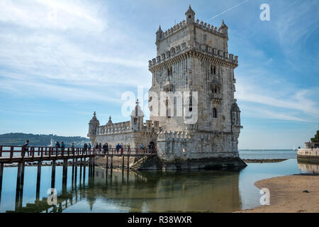 Torre de Belém, Belém Tower oder Turm von St. Vincent, Belem, Lissabon, Portugal Stockfoto