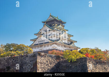 Burg von Osaka, ein touristenboot im Graben Stockfoto