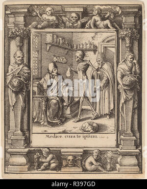 Arzt. Stand: 1651. Medium: Radierung mit Grenze "emocritus und Heraklit' (Pennington 233 A). Museum: Nationalgalerie, Washington DC. Autor: Wenzel Hollar nach Hans Holbein der Jüngere nach Abraham van Diepenbeeck. Stockfoto