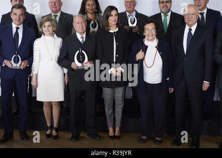 Madrid, Spanien. 22 Nov, 2018. Queen Letizia von Spanien nimmt am 10. Jahrestag der 'Integra BBVA Awards' bei BBVA Stadt in Madrid, Spanien Credit: Jack Abuin/ZUMA Draht/Alamy leben Nachrichten Stockfoto