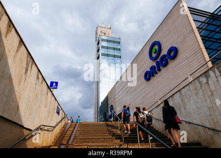 Riga Central Station Clock Tower. Riga, Lettland, Baltikum, Europa. Stockfoto