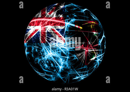 Abstrakte Fidschi Sekt Flagge, Christmas Ball urlaub Konzept auf schwarzem Hintergrund Stockfoto