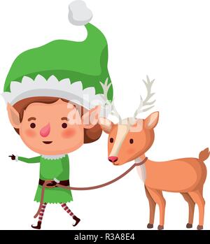 Elf mit Rentier avatar Charakter Stock Vektor