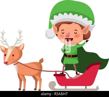 Elf mit Rentier avatar Charakter Stock Vektor