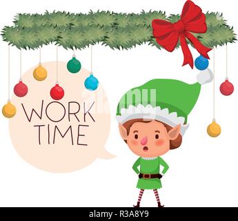 Elf mit Lorbeerkranz und Sprechblase avatar Charakter Stock Vektor