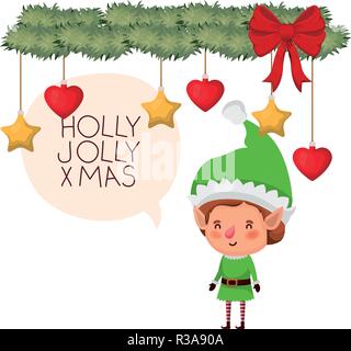 Elf mit Lorbeerkranz und Sprechblase avatar Charakter Stock Vektor