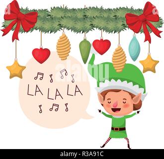 Elf mit Lorbeerkranz und Sprechblase avatar Charakter Stock Vektor