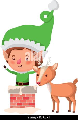 Elf mit Rentier avatar Charakter Stock Vektor