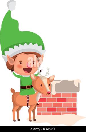Elf mit Rentier avatar Charakter Stock Vektor