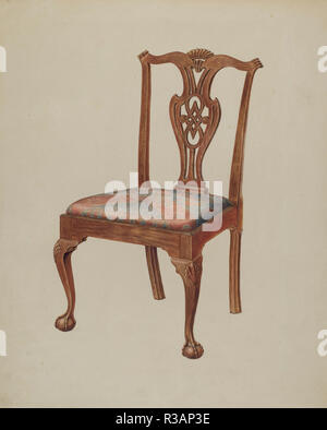 Side Chair. Stand: 1935/1942. Maße: gesamt: 35,7 x 29 cm (14 1/8 x 11 5/6 in.) Original IAD Objekt: keine gegeben. Medium: Aquarell, Buntstift, und Graphit auf Pappe. Museum: Nationalgalerie, Washington DC. Autor: Francis Law Durand. Stockfoto