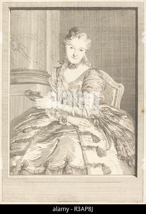 Mme.de m... en Habit de bal. Stand: 1746. Medium: Radierung. Museum: Nationalgalerie, Washington DC. Autor: Pierre Louis de Surugue nach charles-antoine Coypel. Stockfoto