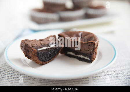 Oreo Chocolate Muffins Stockfoto