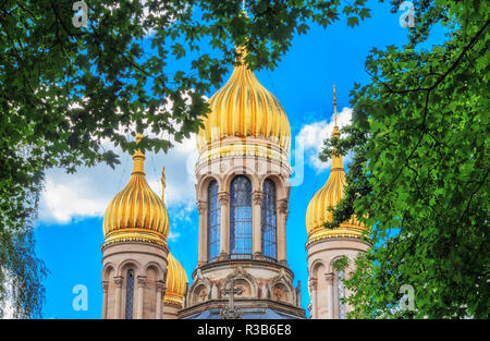 Russische Kirche auf dem Neroberg in Wiesbaden Stockfoto