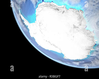 Antarktis vom Platz auf einem wunderschön gestaltete 3D-Modell der Erde. 3D-Darstellung. Elemente dieses Bild von der NASA eingerichtet. Stockfoto