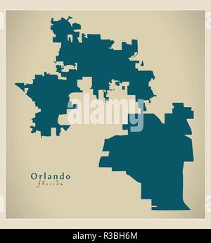 Moderne Stadtplan - Orlando Florida Stadt der USA Stock Vektor