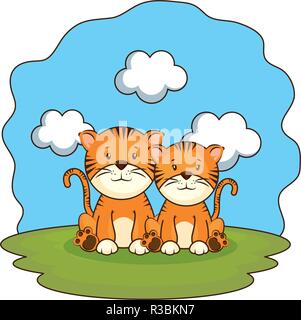 Süße tiger Paar im Lager Stock Vektor